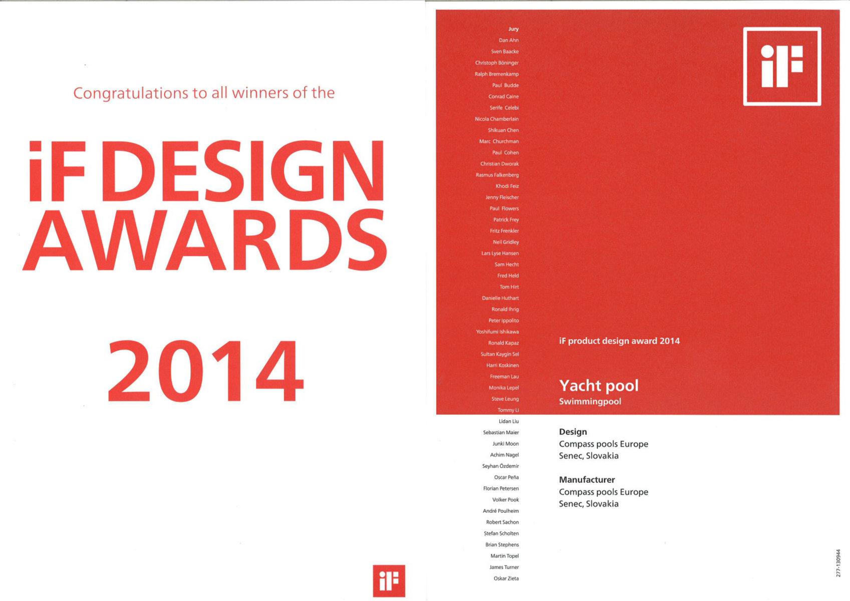 CERTIFICATE if design 2014 yacht pool